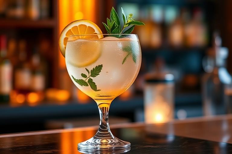 Cóctel refrescante en copa